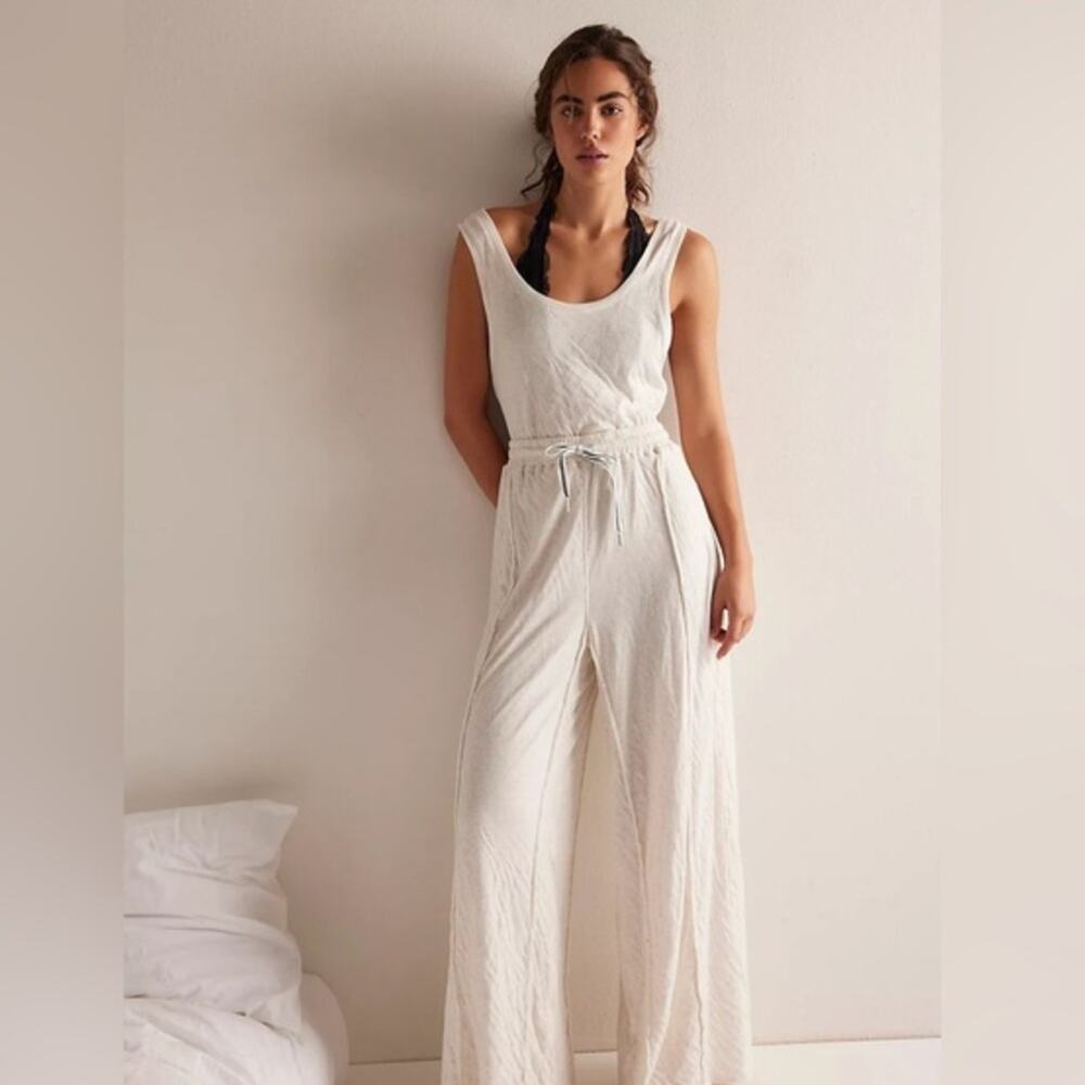 Free People Wait a Minute Jumpsuit in Oatmeal S